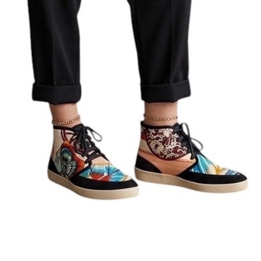 Respoke Ferragamo Silk Scarf TOPPE JAG High Top Sneakers Womens 39 Wearable Art